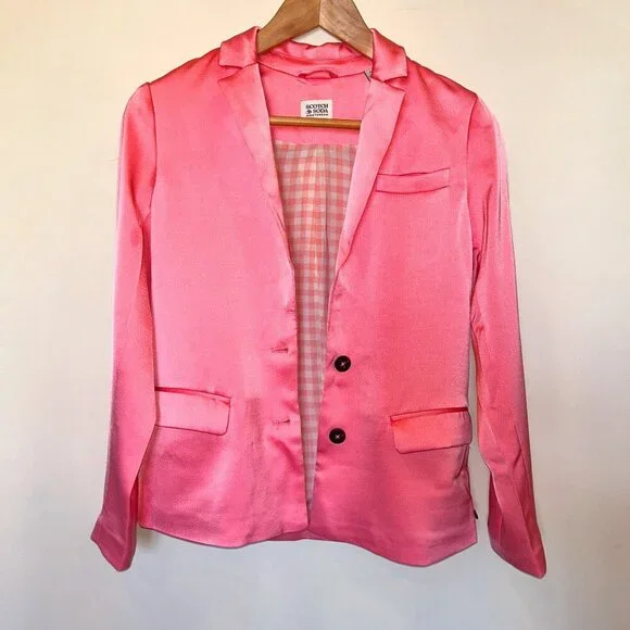 Scotch and Soda Light Pink Single Breasted Women's Blazer size 12/152 Barbiecore - Picture 2 of 13